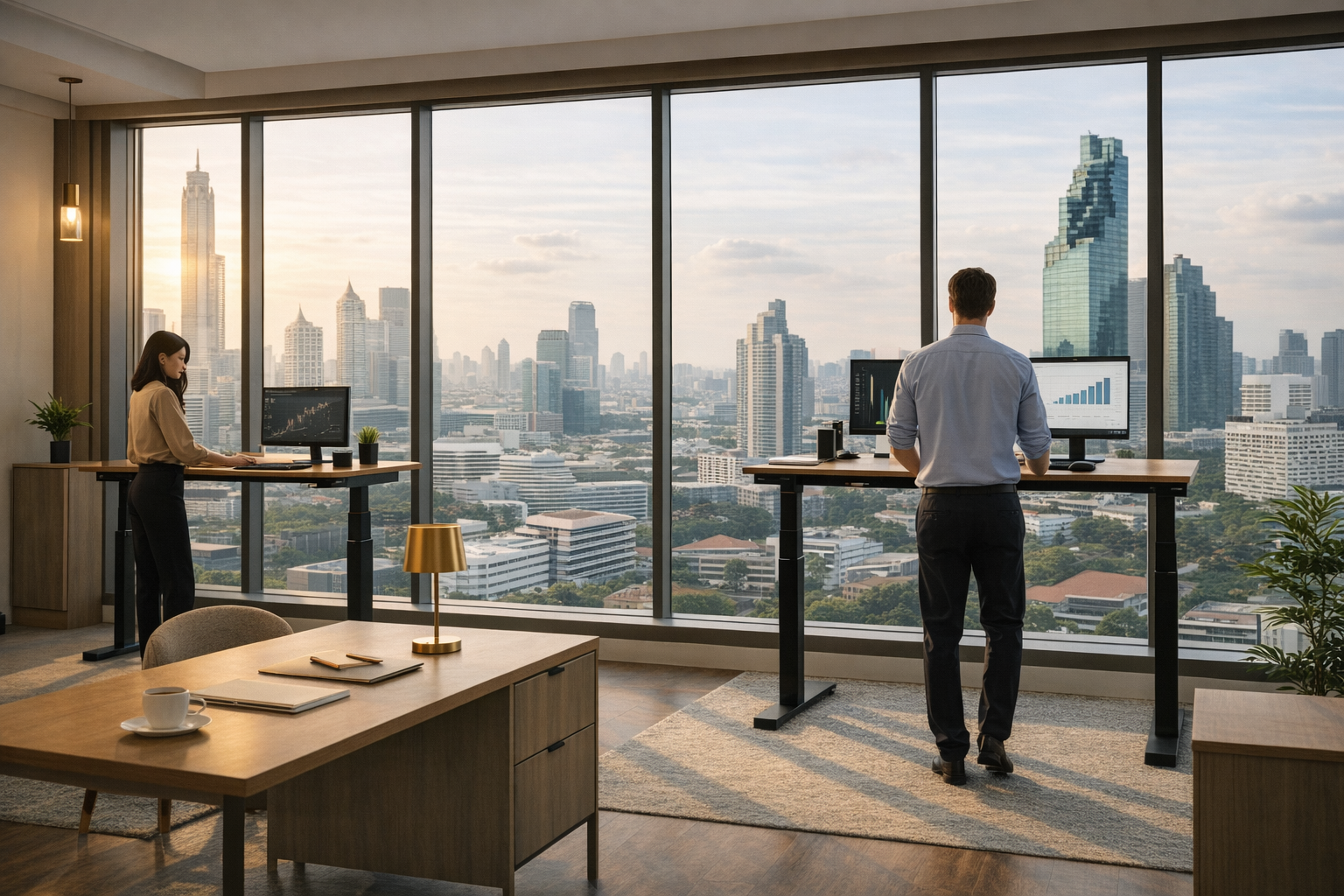 Sleek contemporary office workspace in a Bangkok high-rise building