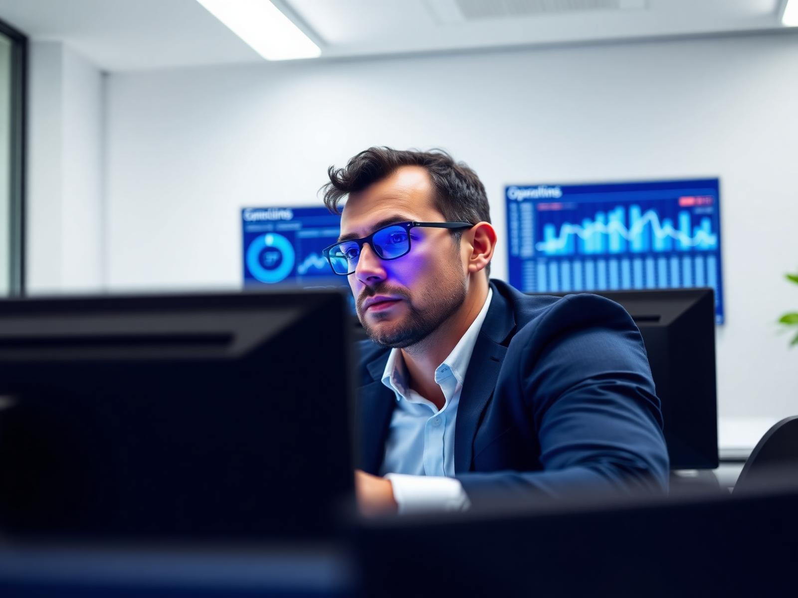 Operations professional reviewing performance dashboards